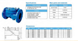 Cấu tạo và thông số Van 1 chiều gang PN16 Joeun